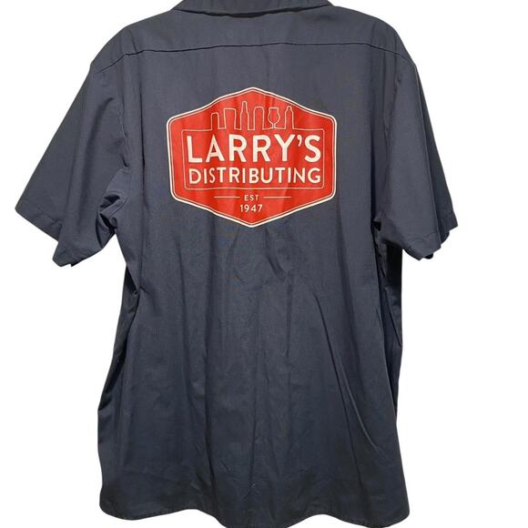 Grey and red vintage 90s Larry's Distribuiting work shirt workwear - Picture 2 of 2